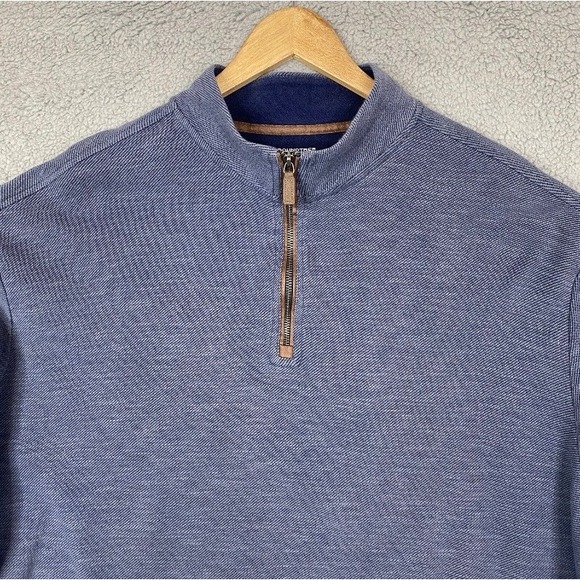 Roundtree & Yorke Sweater XXL Heather Blue Long Sleeve 1/4 Zip Pullover Cotton - Picture 3 of 9